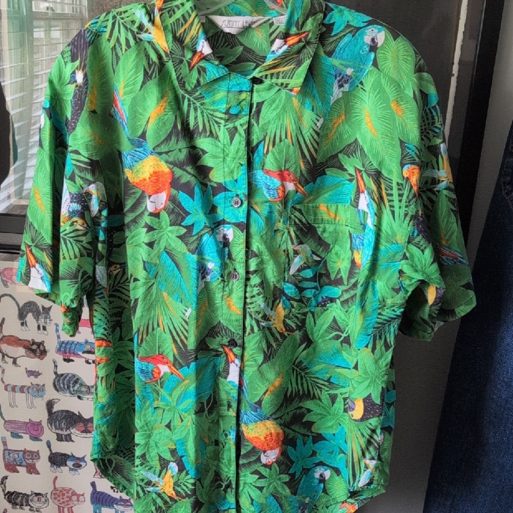 VTG Bird Print Shirt - 💯 Cotton